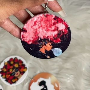 Pink and black earrings